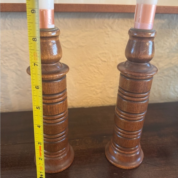 Vintage Homeco Wooden Turned Candle Holders — Mid-Century Set - Picture 2 of 2